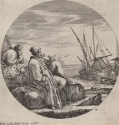 Seaport with Two Turkish Merchants