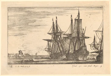 Seascape with Two Ships Setting Sail