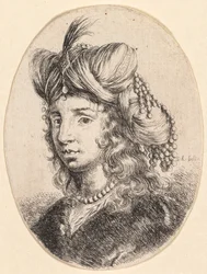 Several Heads in the Persian Style: Portrait, Sultana Wearing a Pearl Necklace and a Turban