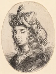 Several Heads in the Persian Style: Portrait, Sultana Wearing a Pearl Necklace and a Turban