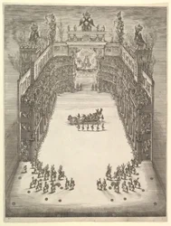 Theater at Modena, Seen from Above and Filled with Spectators, with a Triumphal Car at Center, 1652