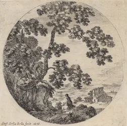 Two Travelers Passing by an Old Oak Tree, 1656