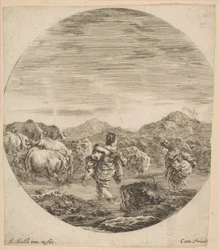 Two Women Crossing a Stream
