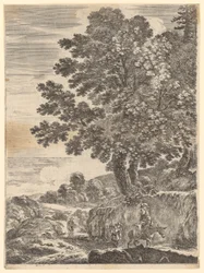 Two Travelers and a Girl on a Donkey