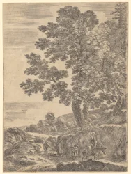 Two Travelers and a Girl on a Donkey