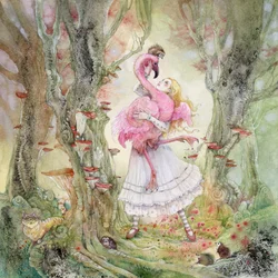 Enchanted Forest Flamingo Girl