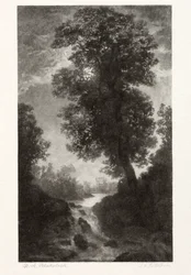 A Waterfall by Moonlight