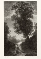 A Waterfall by Moonlight