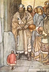 They all trooped out, lords and ladies, to view the wee man