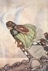 They ran him by hill and plain, c1910