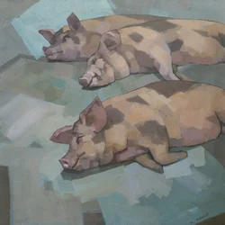 Three Sleeping Pigs
