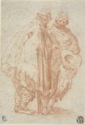 Two Bearded Men in Ragged Cloaks
