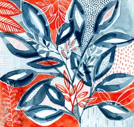 Abstract Blue Coral Leaves