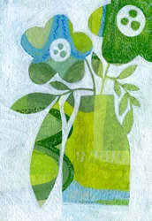 Abstract Green Floral Vase