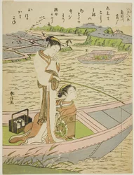 Geese Descending on the Sumida River, from the series 