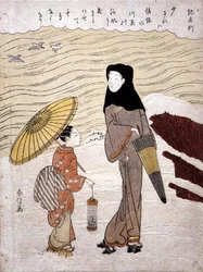 Lady and Maid Walking by a River, c.1767