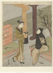 Osen Serving Tea to a Customer at Her Tea Stall by the Kasamori Shrine