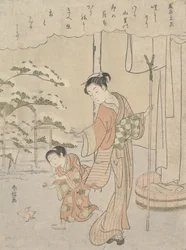 Poem by Fujiwara no Motozane ca. 860 from the Series Thirty-Six Poets, ca. 1768