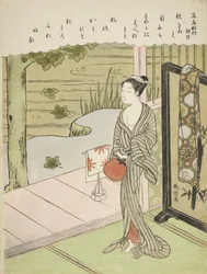 Poem by Fujiwara no Toshiyuki, from an Untitled Series of Thirty-Six Immortal Poets