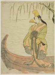 Shirabyoshi Dancer standing in Asazuma Boat