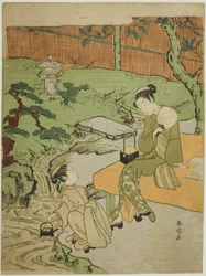 Two Girls Enjoying the Evening Cool in a Garden