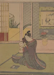 Young Man Playing a Noh Drum