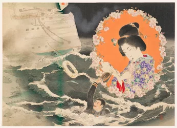 Frontispiece Illustration for Volume 1 of the Novel Asahizakura by Murai Gensai