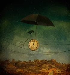 Whimsical Crow Clock