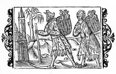 Two Finns on Ski - in De Gentibus Septrionalibus of Archbishop Olaus Magnus, Sweden
