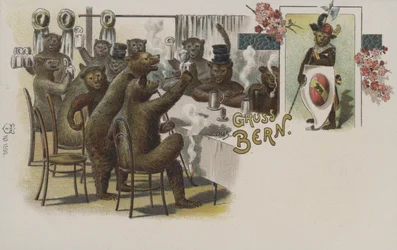Bears drinking beer, greetings from Bern, Switzerland