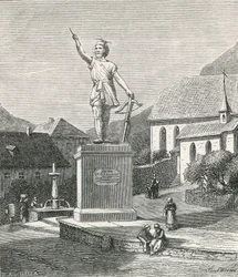 Statue of Tell at Altorf, near the spot where he is said to have shot the Apple from his Son
