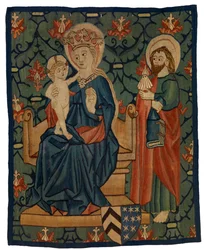 Tapestry Fragment Depicting the Virgin and Child with St James