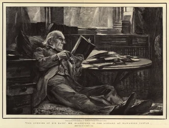 The Evening of His Days, Mr. Gladstone in the Library at Hawarden Castle