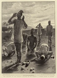 The advance in the Soudan, Prayers in the Desert, a Sunset Scene at Berber