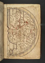 A map of Europe, West Asia and North Africa, projected from the north looking south