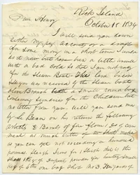 Letter signed T.F. Smith, Rock Island, to Henry Chouteau, St. Louis, Mo., October 18, 1834