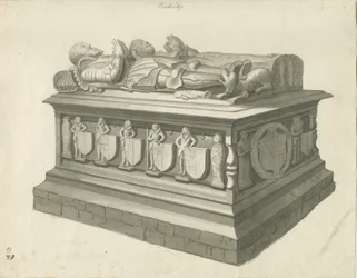 Penkridge Church - Tomb of Sir Edward Littleton: sepia drawing