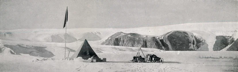 Couloir Cliffs, Granite Harbour, Showing the Camp Off the Piedmont Tongue