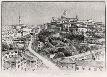 General view of Siena (Italy) (engraving by Taylor to illustrate the story 
