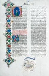 Illuminated manuscript page from Decameron, by Giovanni Boccaccio