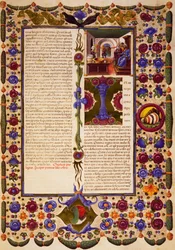 The End of Prologue and Incipit from Book of Exodus, from Volume I of Bible of Borso d