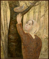 A Girl Reaching for a Nest
