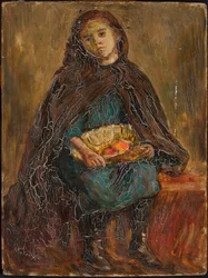 Girl with a Basket of Apples on Her Lap