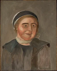 Study of a Woman in a Black-and-White Cap