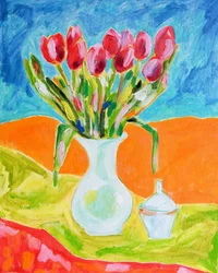 Red Tulips In Vase