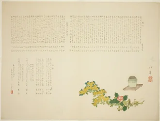 Incense Burner, Chrysanthemums, and Camellias