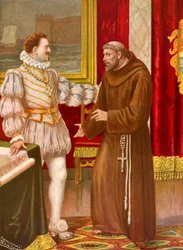 Fra Mauro del Sinai being received by the king of Portugal
