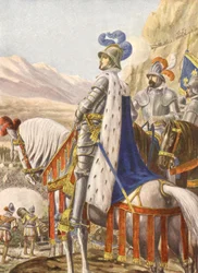 Francois 1st of France During Marignan Battle in 1515, Illustration