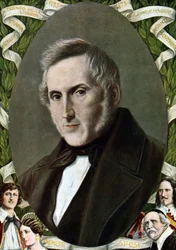 Portrait of Alessandro Manzoni, Italian writer (Illustration of Tancredi Scarpelli from 