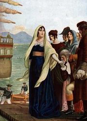 Queen of Naples Marie Caroline (Maria Carolina) of Austria (1752-1814) fleeing Naples to seek refuge in Sicily at the time of the French occupation